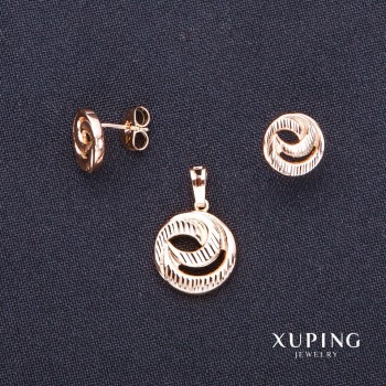 Earrings and Pendant Xuping 13x15 mm, 12 mm pendant diameter, 18k gold plating