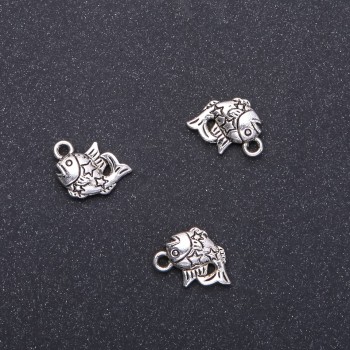 Fish pendant findings, diameter 15 mm, length 11 mm, diameter 1.9 mm, packaging 20 g, 19 pcs. (±)