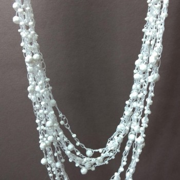 ( 140 cm ) Spiderweb Necklace with Round Pendants - White