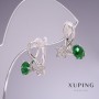 Xuping Earrings with Green Zircons Stars 17x14mm Rhodium
