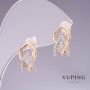 Xuping Earrings with White Crystals, 14x9 mm, Rhodium-Plated and 18k Gold-Plated