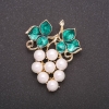 Pearl Brooch 'Majorca' 'Grapevine cluster' Yellow metal color 50x40 mm