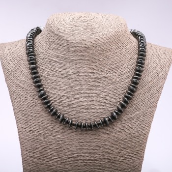 Beaded necklace of natural hematite — rondelle 'Disk' beads, diameter 10×3, 5 mm, length 48 cm