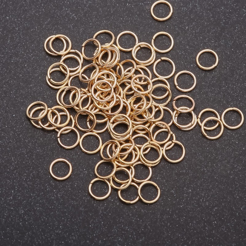 Thin connecting rings, 4mm diameter, metal color "Light Gold", packaging 2 g