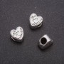 Heart Bead Insert Findings, 10x10 mm diameter, bore 4 mm, 4 mm facet. 20 g ± 9 pcs