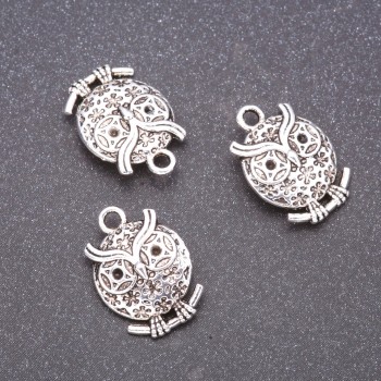 Owl Pendant Hardware, diameter 18x13 mm, diameter in-1, 7 mm finish. 20 g +- 9 pcs