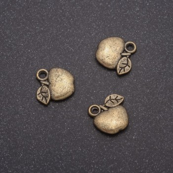 Bronze Apple Pendant, 11×11 mm, bore 1.5 mm, pack size 20 g ± 24 pcs