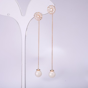 Long stud earrings, 925 Majorca series, 10 mm diameter, 80 mm length, gold plated