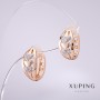 Xuping Earrings with White Crystals, 14×7 mm, 18k Gold Plating
