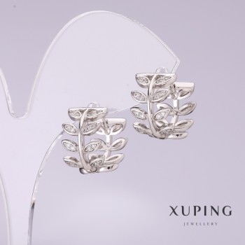 Xuping Earrings with White Crystals 14x10mm Rhodium