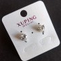 Xuping Heart-Shaped Stud Earrings, 8mm diameter, 8mm length, rhodium color