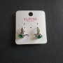 Xuping Earrings with Green Cubic Zirconia 17x13mm Rhodium