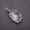 Pendant with natural tumbled crystal in a silver-plated setting 20x20mm (±)