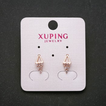 Xuping stud earrings with white stones, 14 mm length, 18K gold plating