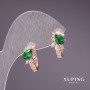 Xuping Earrings with Green Stones 15x9 mm 18K Gold Plated