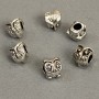 Bead Charm Pandora Owl Light Gray Metal d1-10 mm, d2-5 mm, pack of 7