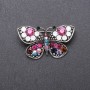 Butterfly Brooch with Multicolored Rhinestones, 43x25 mm, Gray Metal