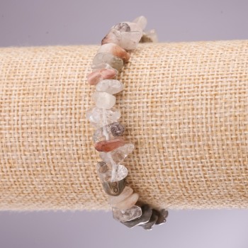 Bracelet with natural carnelian stone chips, diameter 4-6 mm (±), length 18 cm