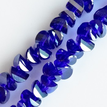 Crystal beads in Swarovski style, blue ultramarine with a mirror finish, diameter 6x4 mm, cord length 50 cm
