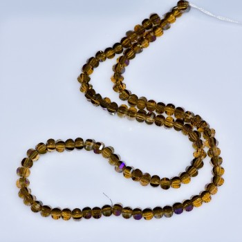 Crystal beads in Swarovski style, light brown, faceted balls with blue gasoline coating, diameter 5x4 mm, thread length 48 cm