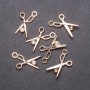 Findings Pendant 'Scissors', 13 mm diameter, 23 mm length, yellow metal, packaging 6 pcs