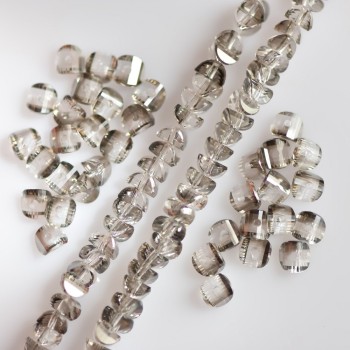 Crystal beads in Swarovski style, silver-gray with plating, diameter 2.5×4 mm, on a 48 cm strand