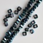 Crystal beads in Swarovski style, dark 'Sea Wave' with 'gasoline' coating, size 2.5x4 mm, thread length 48 cm