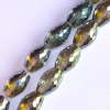 Khaki-green faceted crystal beads with plating, 8x12 mm diameter, 70 cm strand