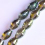 Khaki-green faceted crystal beads with plating, 8x12 mm diameter, 70 cm strand