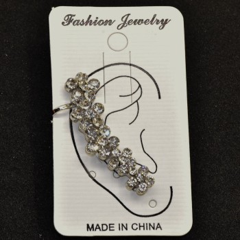 White metal ear cuff, 40 mm length