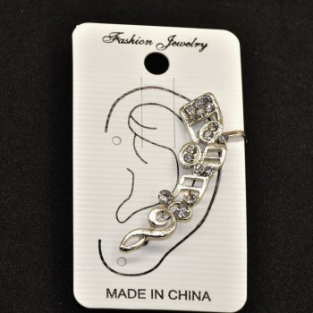 Clip-on earring, 45 mm long, white metal