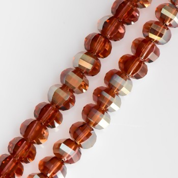 Crystal beads in Swarovski style, brown with coating, faceted bead, 5×4 mm diameter, strand length 48 cm