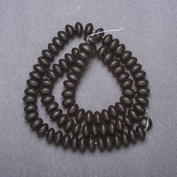 Shungite beads on thread (synthetic) smooth rondelle, 8×5 mm, length 38 cm