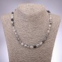 Natural quartz 'Hairy' rutile necklace, faceted beads, 6-8 mm diameter, 48 cm long