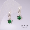 Xuping Rhodium-Plated Earrings with Green Stones 21x10mm