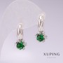 Xuping Rhodium-Plated Earrings with Green Stones 21x10mm