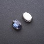 Sew-on crystal in cap setting, oval 10×14 mm blue