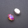 Price per pack / 10 pcs. Oval sew-on crystal in a setting 10×14 mm purple-yellow
