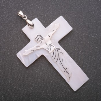 Mother-of-Pearl Cross Pendant 64×48×78 mm