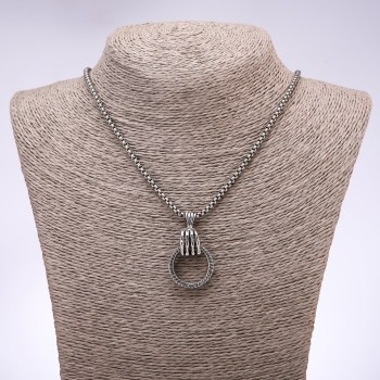 Punk Goth Pendant: Paw with Ring 24x6mm on a chain, length 65cm