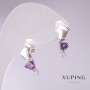 Xuping Earrings Garland of Hearts with Lavender Stones 17x7mm Rhodium-plated