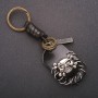 Men's eco leather Skull keychain, length 12 cm