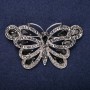 Butterfly Brooch with Black Crystals, 39×67 mm, Silver-Tone Metal