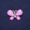 Miniature butterfly-shaped brooch, lilac color, 27×20 mm, silver-tone metal