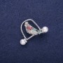 Bird Brooch with crystals green-burgundy color 32×23 mm silver-colored metal