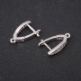Silver-tone earring posts with rhinestones 19×4 mm