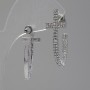 Cross-shaped semi-hoop stud earrings / drop-shaped crystals / silver-tone metal / 35 × 7 mm