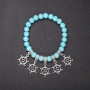 Turquoise Bracelet (artificial) with Steering Wheel Pendants, smooth beads, 8mm diameter, 18cm length on elastic
