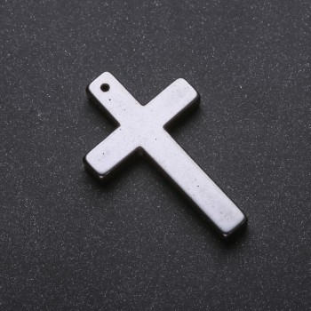 Hematite Cross Pendant 27×43×4 mm