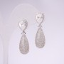 Evening earrings, 925 sterling silver with white stones, 38×10 mm, silver-colored metal